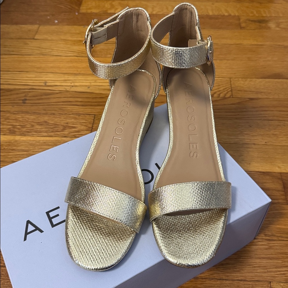AEROSOLES Shimmering Gold Sandals